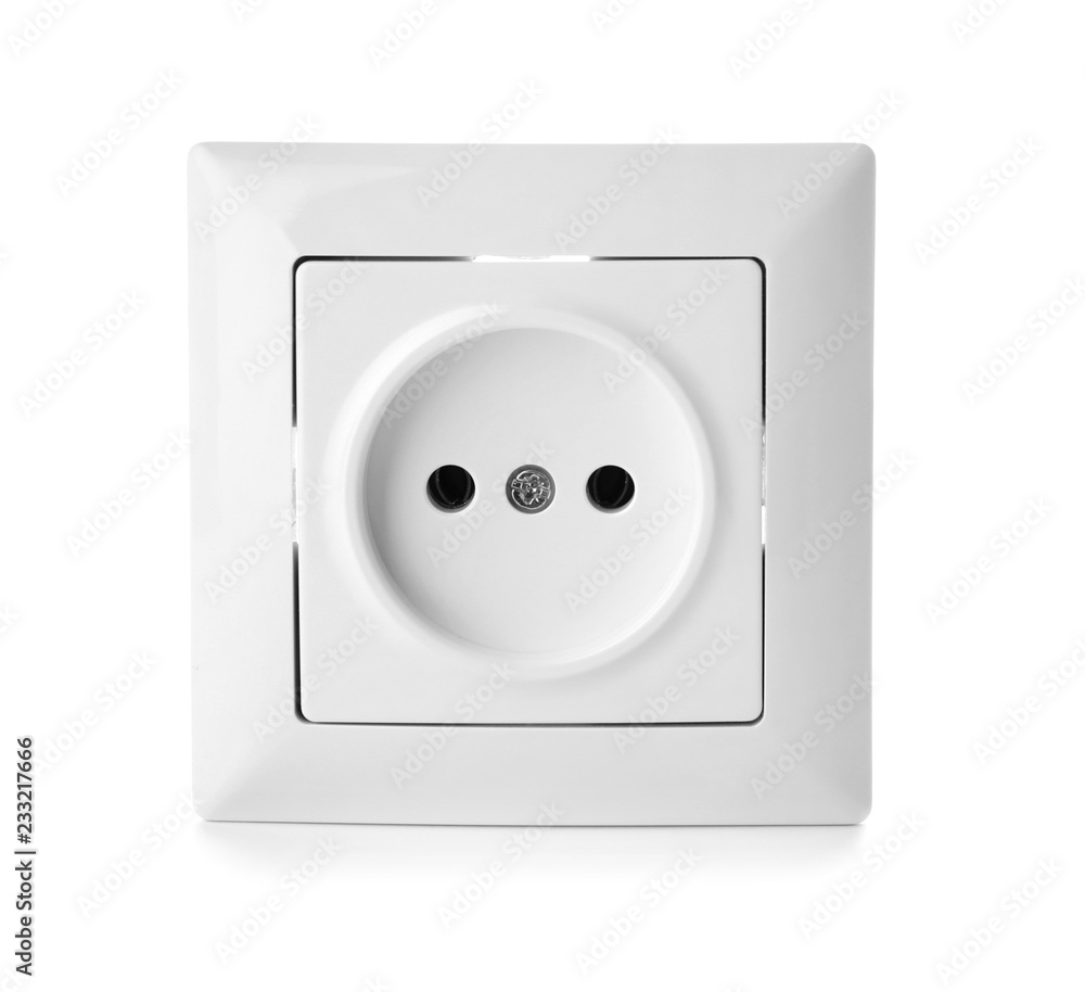 Power socket on white background. Electrician's equipment Power socket on white background. Electrician's equipment