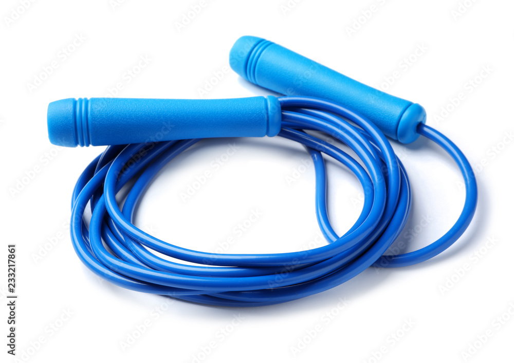 Jump rope on white background. Sports equipment Jump rope on white background. Sports equipment