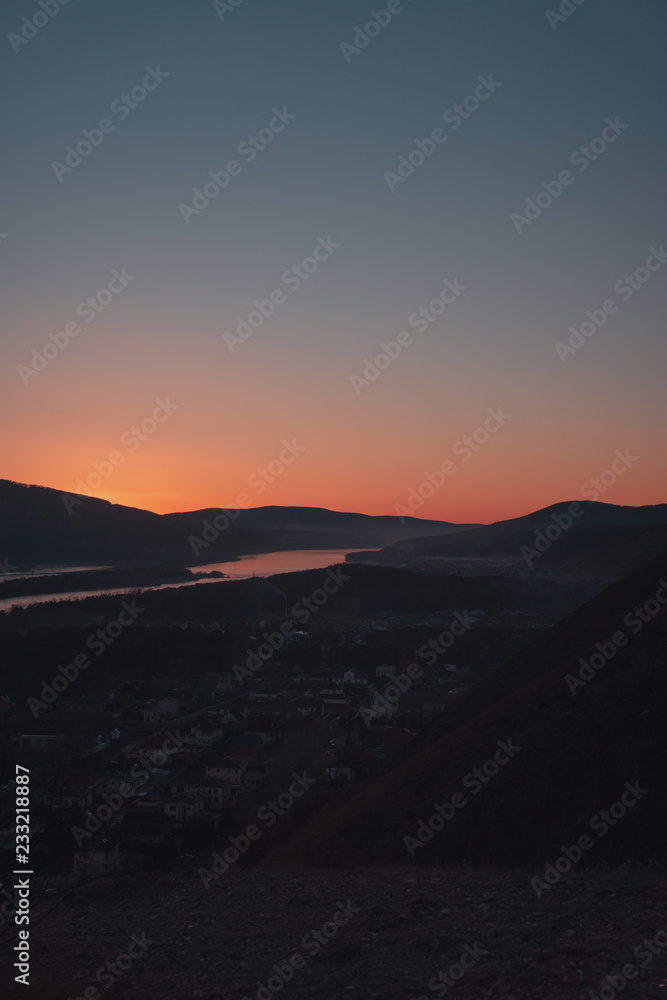 sunset in mountains