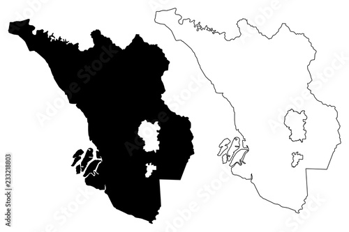 Selangor (States and federal territories of Malaysia, Federation of Malaysia) map vector illustration, scribble sketch Selangor Darul Ehsan map