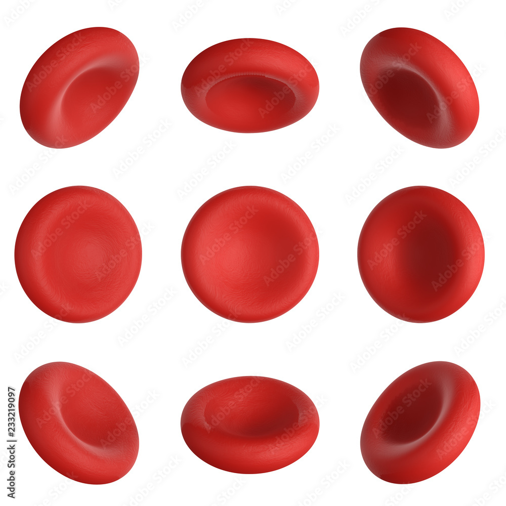 3d render red blood cells rotate 9 degrees on white background with Clipping Path 3d render red blood cells rotate 9 degrees on white background with Clipping Path