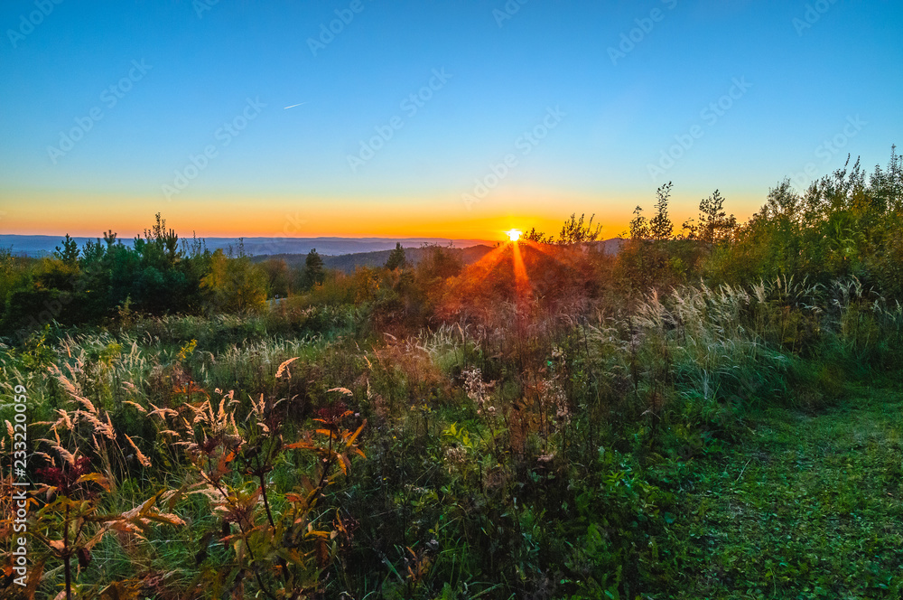 Fototapeta premium Bieszczady mountains at sunset.