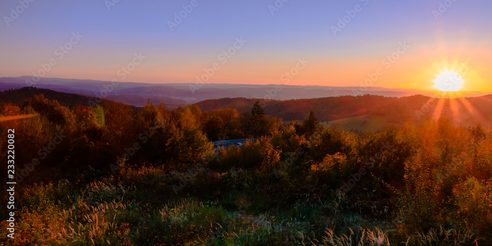 Fototapeta premium Bieszczady mountains at sunset.