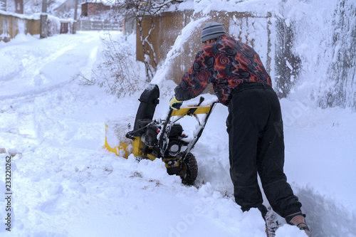 A snow thrower is the best assistant for snow removal in the winter. Snow Thrower outdoor