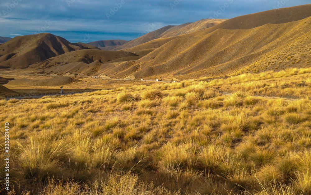 Lindis Pass, scenic route on the South Island of New Zaland