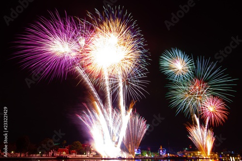 New Year Countdown Fireworks 2018 At Chao Phraya River Bangkok Thailand 