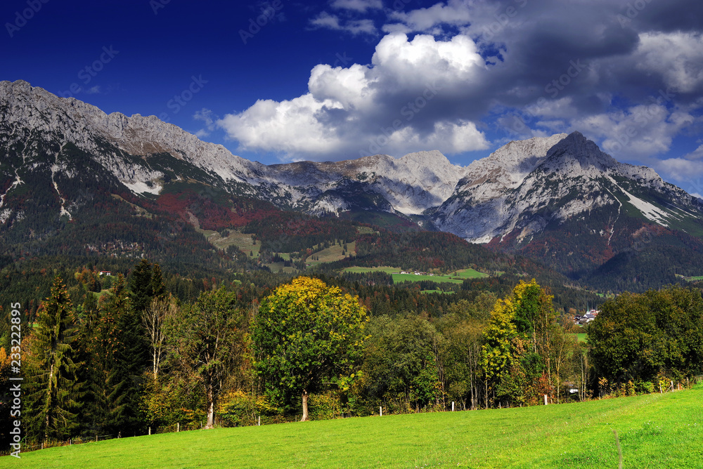 View of Wilder Kaiser Mountains, Tyrol, Austria