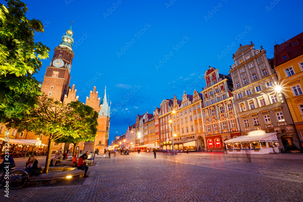 Fototapeta premium Location place Wroclaw Market Square, Poland.