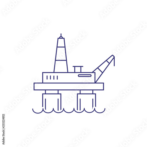 Oil platform line icon. Drilling rig, gas platform, offshore oil and gas industry. Factory concept. Vector illustration can be used for topics like industry, energy, fuel