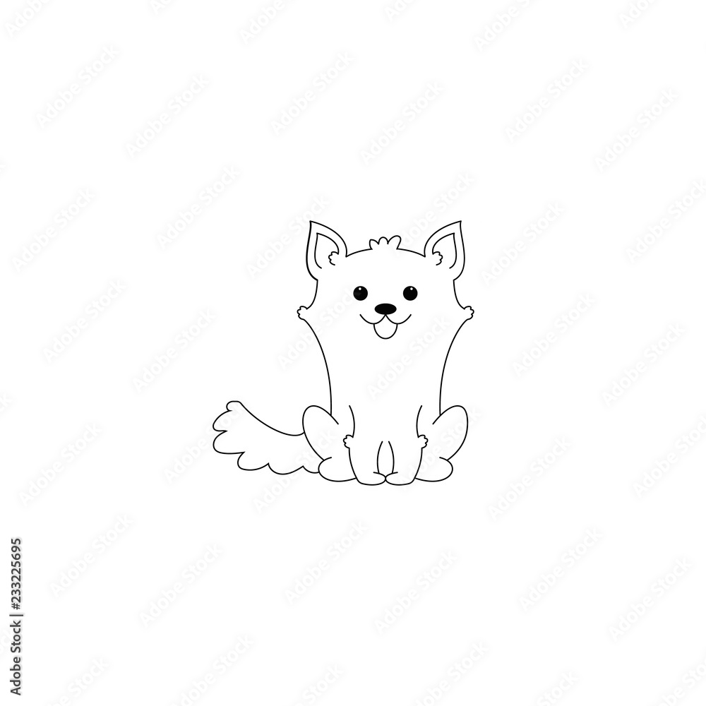 Cute and funny puppy. Vector illustration isolated on white background. Cute and funny puppy. Vector illustration isolated on white background.