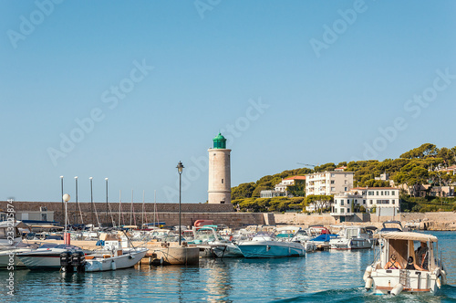 Panoramic view of Cassis, its port and Castle