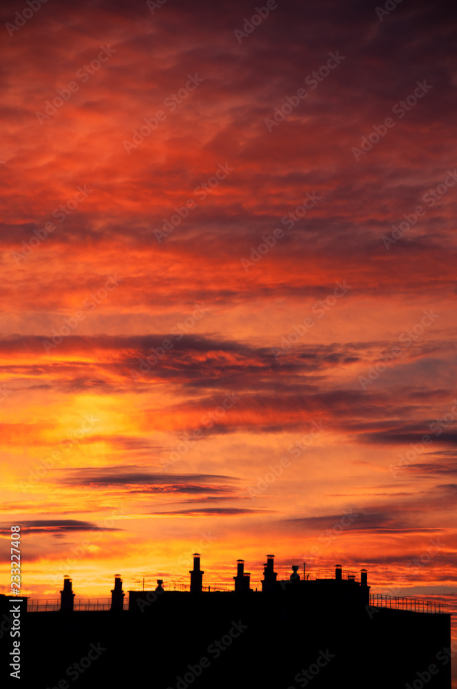 sunset sky pink blue