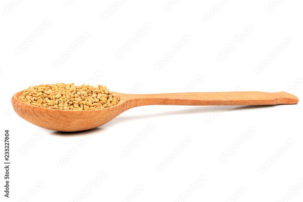 Seeds fenugreek in spoon Seeds fenugreek in spoon