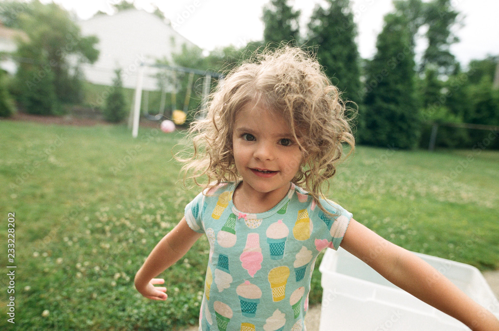 portrait of girl with curly hair portrait of girl with curly hair