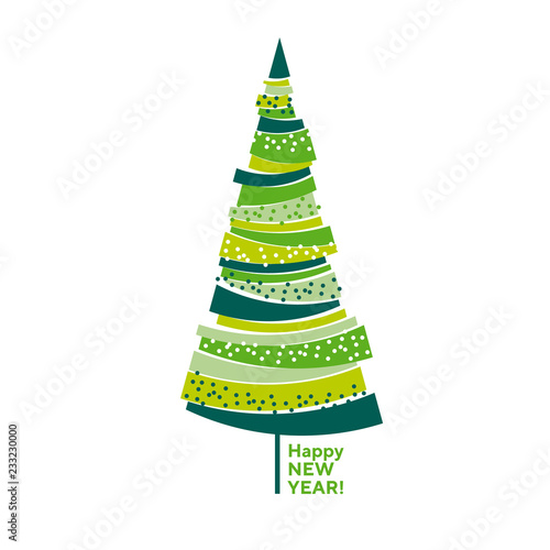 Concept decorative abstract isolated Christmas tree.