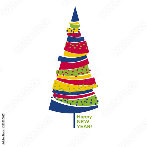 Funny colorful abstract isolated Christmas tree