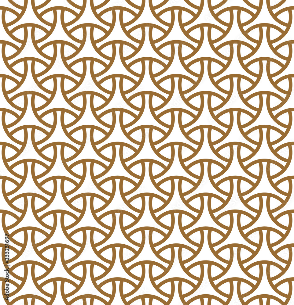 Seamless geometric pattern in golden geometric lines.