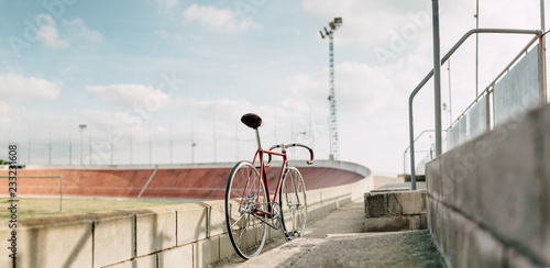 track bike panorama in velodrome photo
