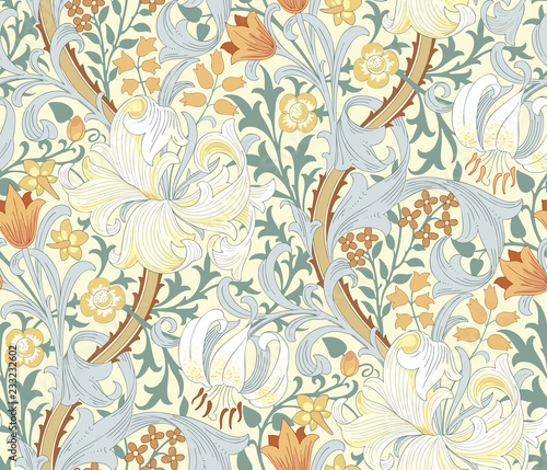 Floral seamless pattern. Modern seamless pattern for interior decoration, wrapping paper, graphic design and textile. Vector illustration. Backgrounds.