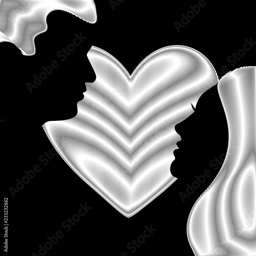Love card. Black and white