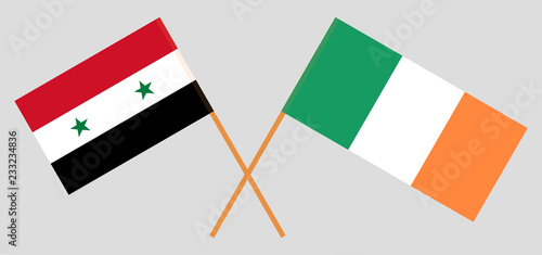 Syria and Ireland. The Syrian and Irish flags. Official colors. Correct proportion. Vector