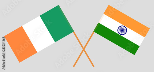 India and Ireland. The Indian and Irish flags. Official colors. Correct proportion. Vector