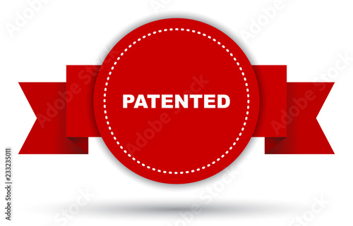 red vector banner patented