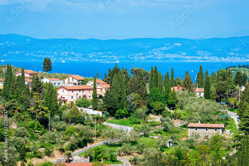 Village at Strunjan national Park and Adriatic Sea in Slovenia photo