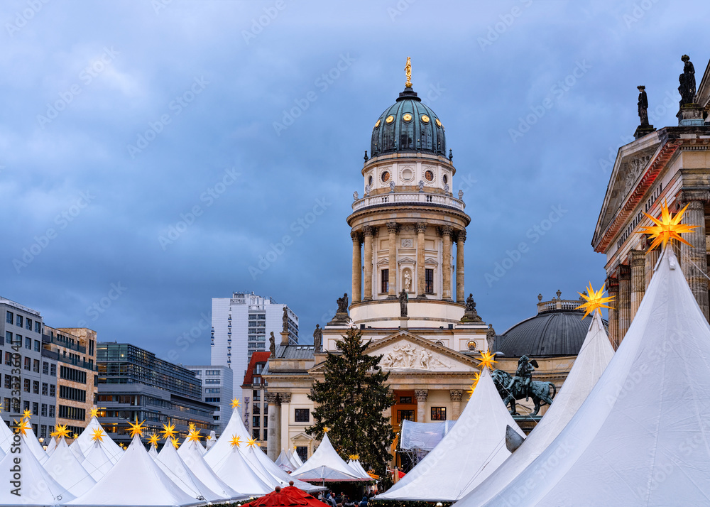 Fototapeta premium Night Christmas Market at Gendarmenmarkt Winter Berlin Germany