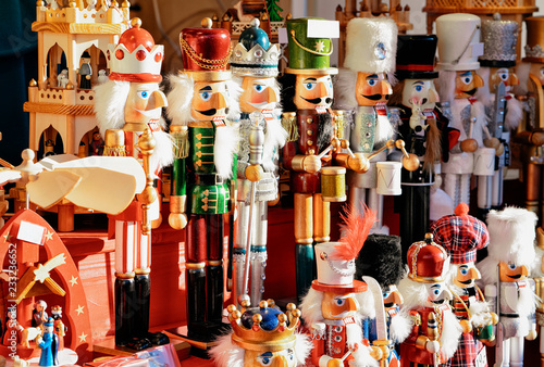 Canvas Print Nutcrackers Christmas Market at Alexanderplatz in Winter Berlin Germany