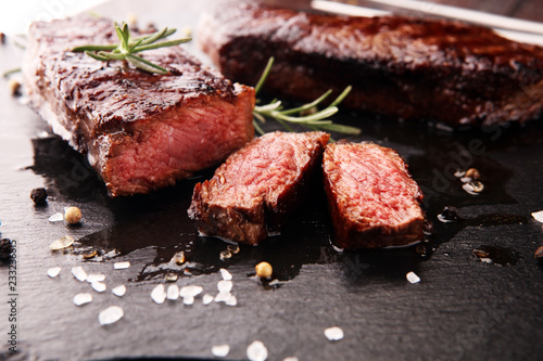 Barbecue Rib Eye Steak or rump steak - Dry Aged Wagyu Entrecote Steak photo