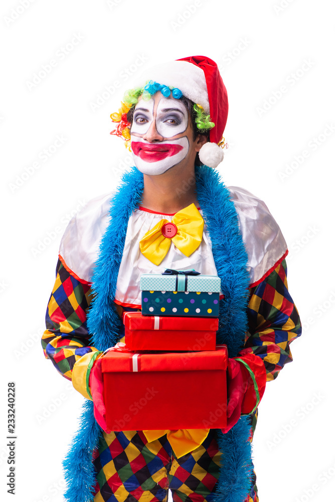 Young funny clown comedian isolated on white Young funny clown comedian isolated on white