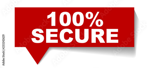 red vector banner 100% secure