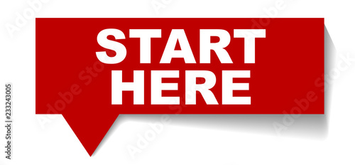 red vector banner start here