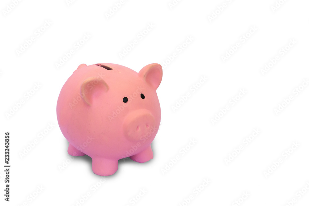 Piggy bank with white background.