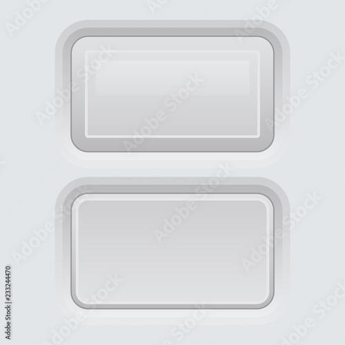 White web interface buttons. Square 3d icons