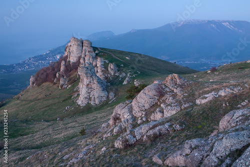 Rock formations of the Demerdji mountain, Crimea, Russia. Valley of Ghosts, landmark of Crimea © vova1675