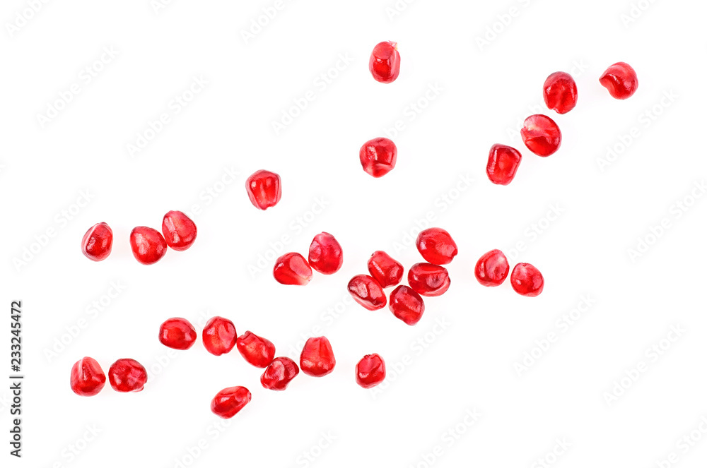 Pomegranate seeds on a white background Pomegranate seeds on a white background