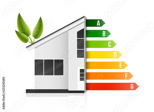 Creative vector illustration of home energy efficiency rating isolated on background. Art design smart eco house improvement template. Abstract concept graphic certification system element