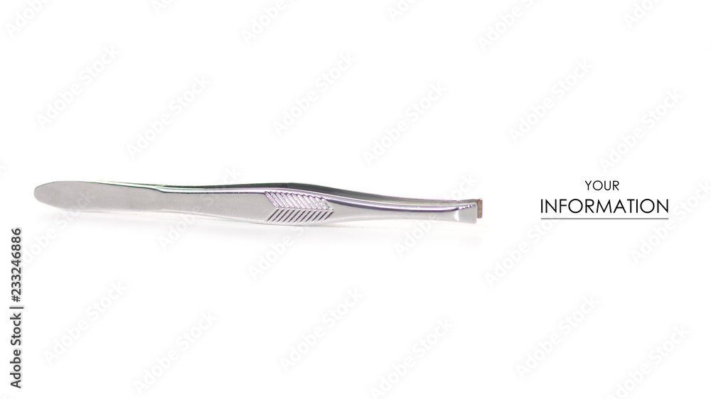 Tweezers care metal pattern on white background isolation Tweezers care metal pattern on white background isolation