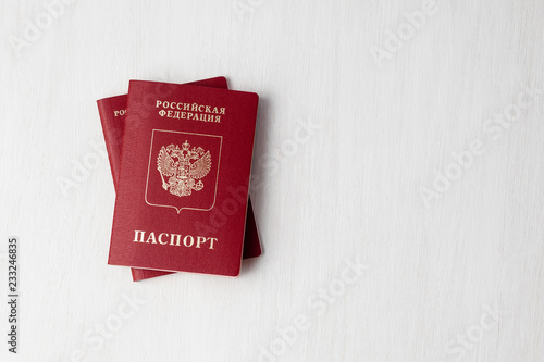 Two Russian passports on white background