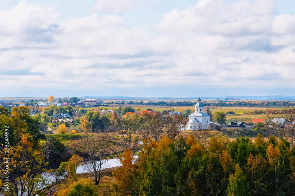 Scenery Kamenka River and Kremlin Suzdal