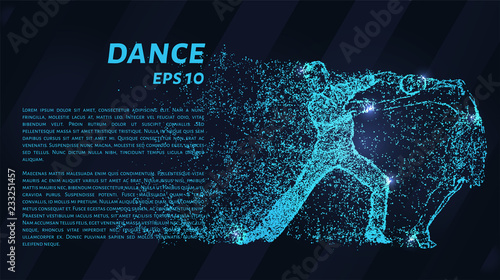 Dance of the blue points of light. Couple dancing sports dances.