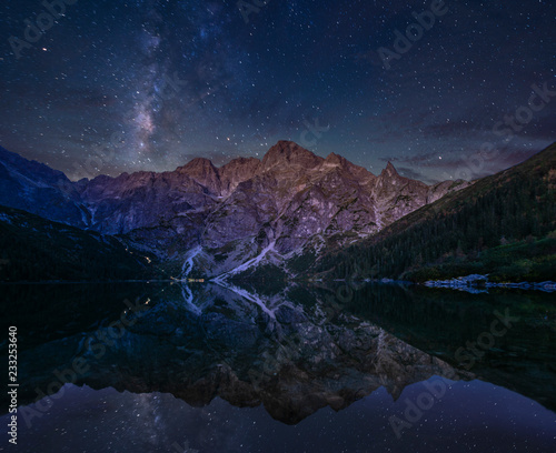 mountain lake in the Tatra Mountains - night photography