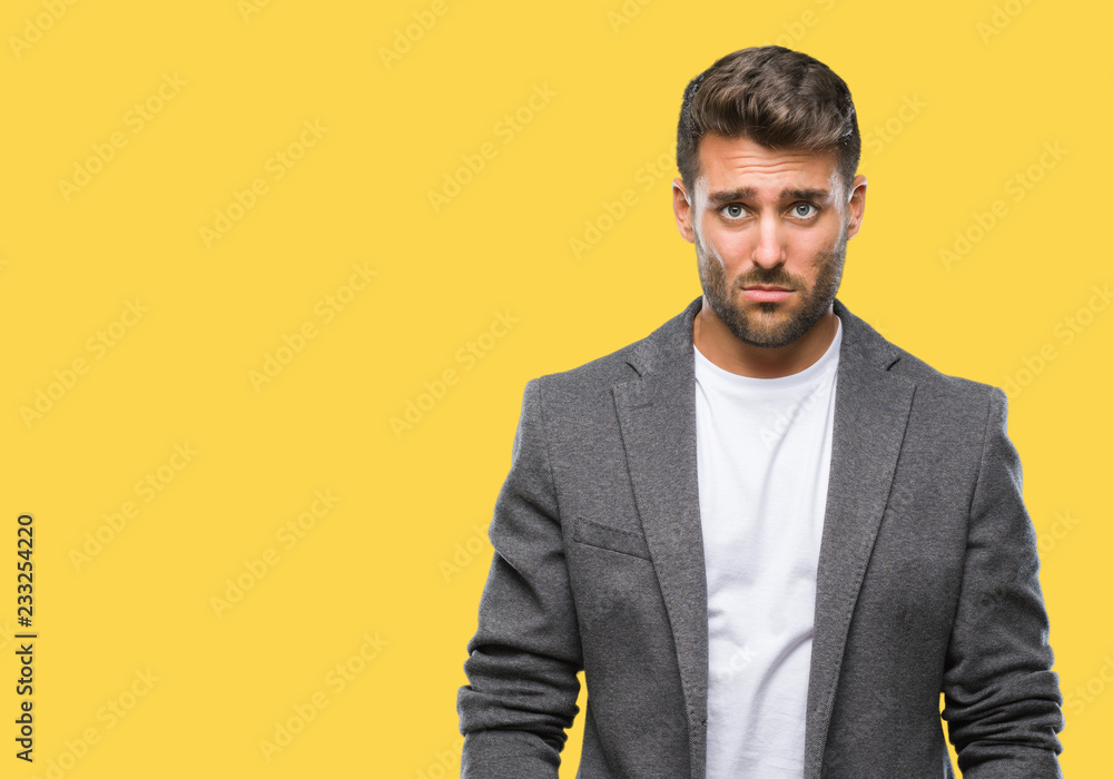 Young handsome business man over isolated background depressed and worry for distress, crying angry and afraid. Sad expression. Young handsome business man over isolated background depressed and worry for distress, crying angry and afraid. Sad expression.