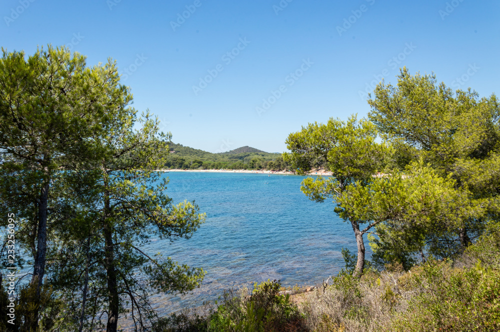 Obraz premium Seacoast of Cap Benat near Le Lavandou and Bormes-les-Mimosas in French Riviera