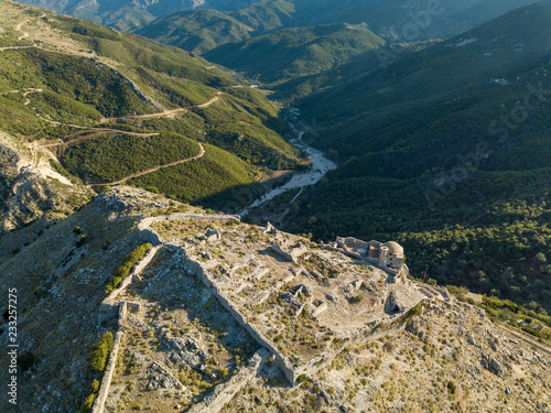 View of Borsh Castle with mountains and rivers photo