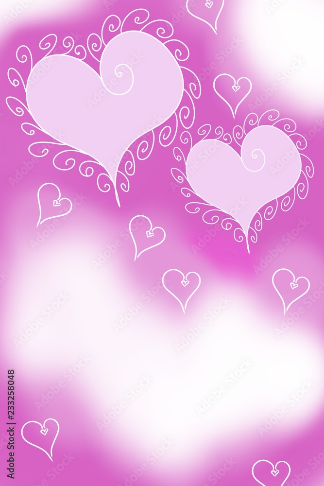 Valentine Hearts and love frilly fun hand drawn designs, with comic appeal, backdrop and invitation announcements