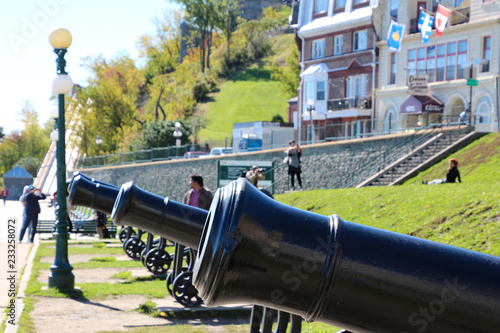 Cannons in front of the Frontenac Castle, Quebec city, Canada