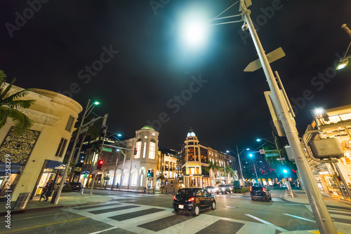 Rodeo drive and Dayton way crossroad in Beverly Hills by night photo